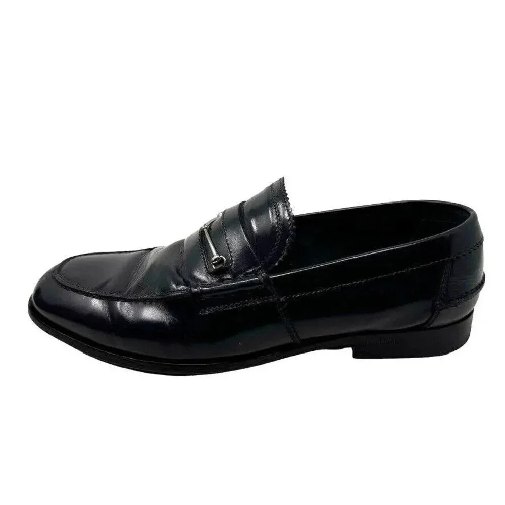 Gucci Mens black smooth leather horsebit loafers shoes size 8.5 - Picture 6 of 14